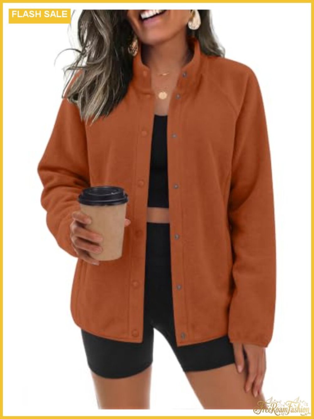 Fleece Jacket Women Button Down Winter Coat with Pockets